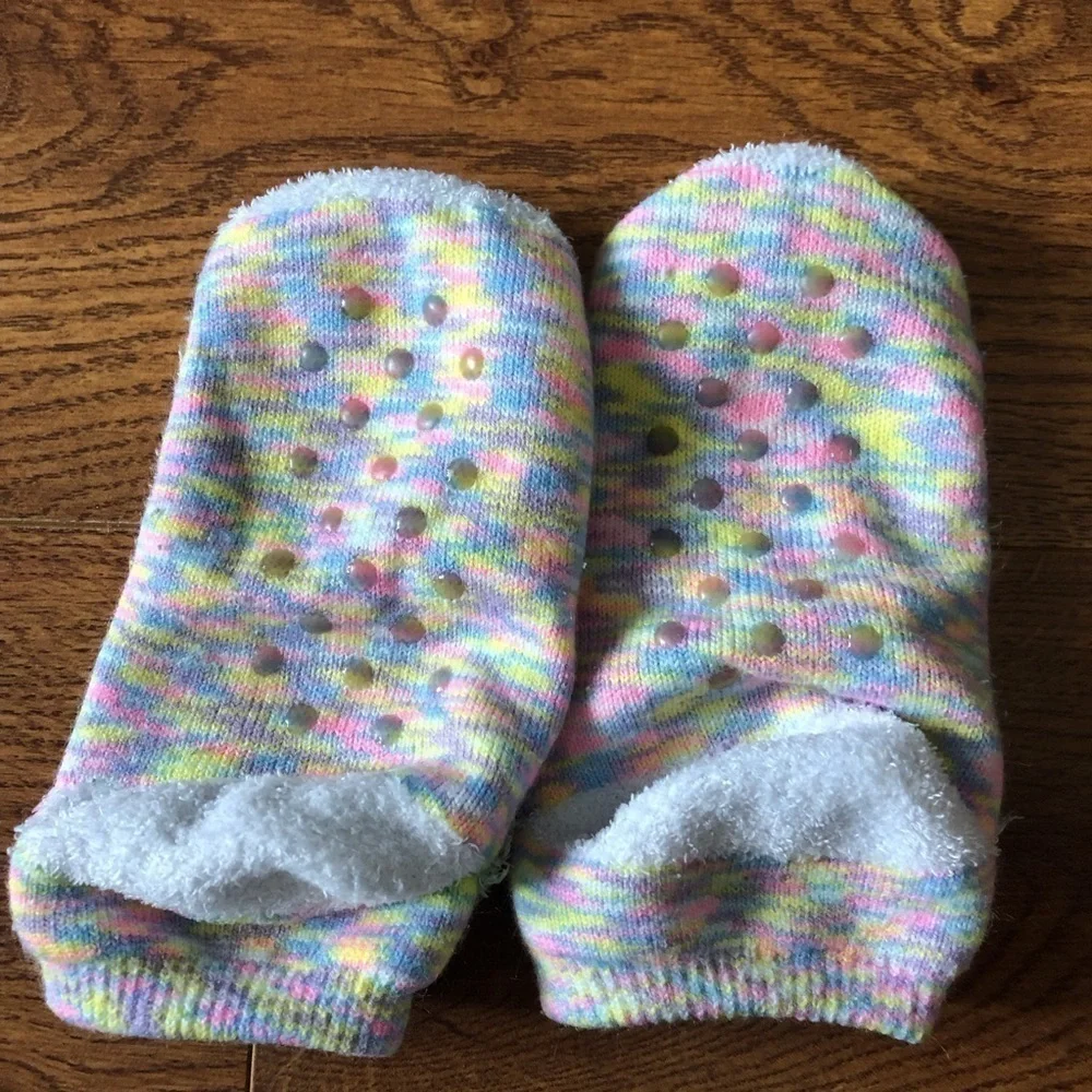 Space dyed unicorn toastie winter socks non slip double layered